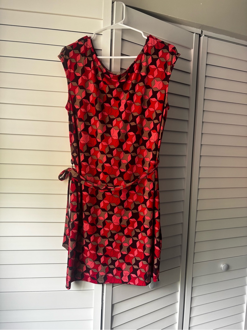 Banana Republic Red Geometric Print Sleeveless Mini Dress